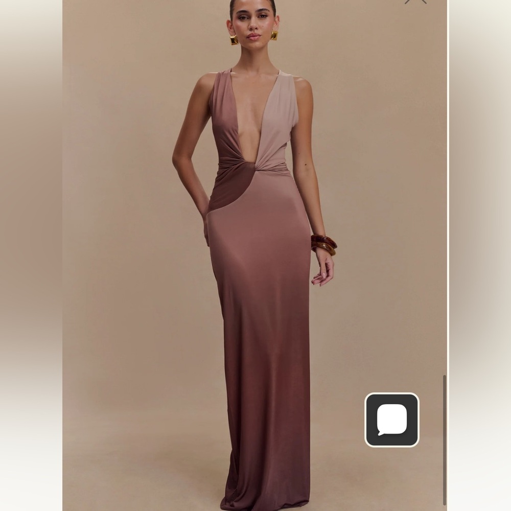 NEW with tags Meshki Stella Draped Slinky Maxi Dress - Mocha Brown Ombre